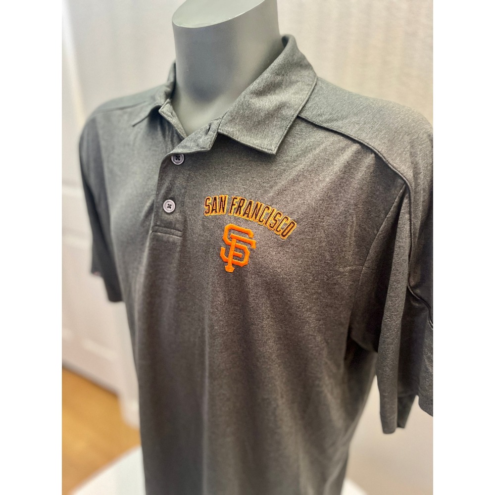 Vintage Majestic San Francisco Giants Polo Shirt Gray Embroidered MLB Men's L/XL